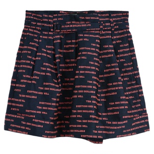 AUM噢姆春季藏蓝色红色字母提花收腰宽松休闲短裤女