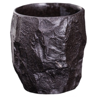 天然冰碛岩茶杯中式手工凿刻主人杯品茗杯单杯自用高端功夫石茶具