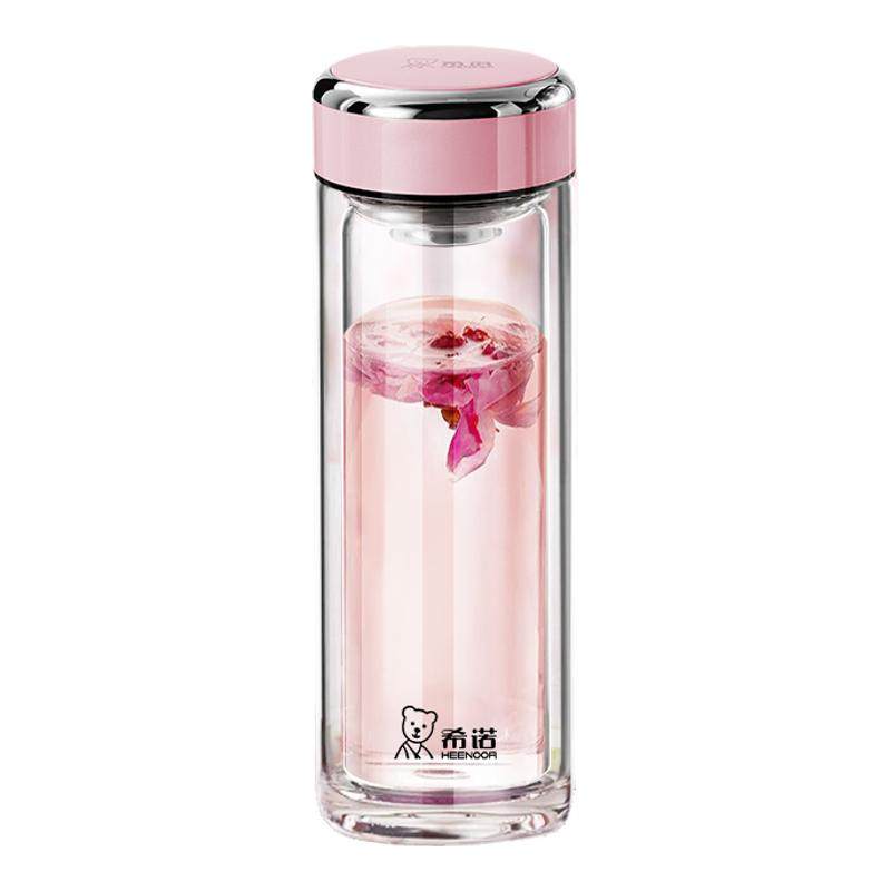希诺双层玻璃杯女士高颜值花茶杯