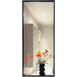 半墙卫生间超白油画水波纹钢化艺术玻璃隔断屏风厕所洗手台间干区