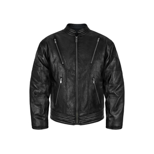 ANTIDOTE哈灵顿立领皮衣男美式拉链拼接pu皮夹克正肩复古机车外套