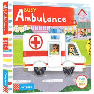 英文原版Busy book系列Ambulance繁忙碌的救护车0-3-6岁幼儿宝宝启蒙认知手指机关推拉书绘本好习惯养成Fire Station/zoo公园Park
