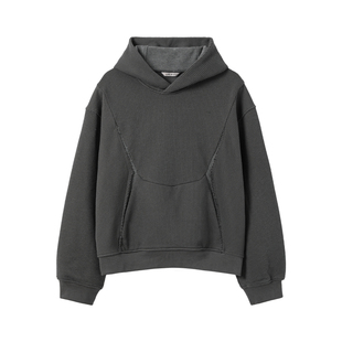 芸蚁〔回春丹〕破骨刀形异料撞色拼接粗感华夫格错落领卫衣