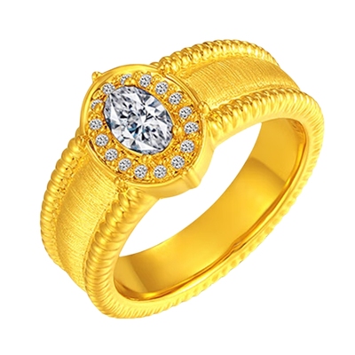 六桂福珠宝黄金鸽子蛋戒指