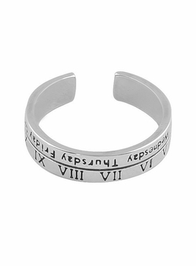 希腊字母双层复古戒指暗黑系潮流