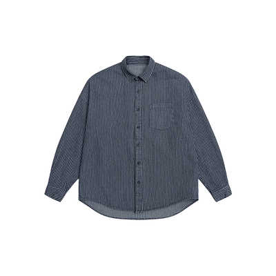 美式潮牌条纹牛仔长袖衬衫外套