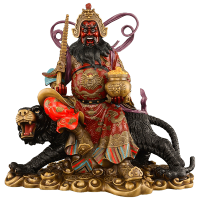 黄铜武财神赵公明神像摆件