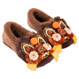 冬季棉鞋国潮虎头鞋女成人加厚加绒复古平底老北京棉布鞋保暖棉鞋