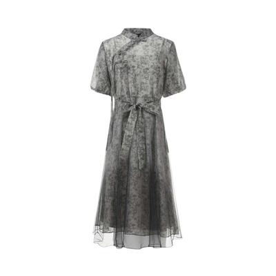 s.deer新中式碎花两件套连衣裙