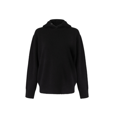 纯羊毛连帽厚毛衣黑色