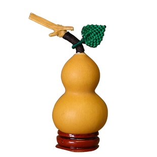 天然胖墩小葫芦文玩编制摆挂件手把件绕指柔异形葫芦红书带叶子