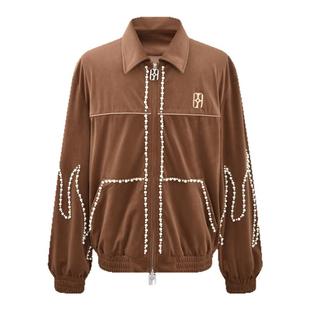 BIRTH OF ROYAL CHILD.BORC 【王齐铭同款】火焰珍珠丝绒夹克男