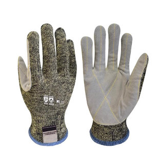 杜邦凯夫拉钢丝牛皮手套防滑防割防刺防扎铁丝耐磨防切割5级防护