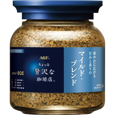 日本进口AGF速溶咖啡粉冻干黑咖啡蓝罐金罐系列美式健身提神80g