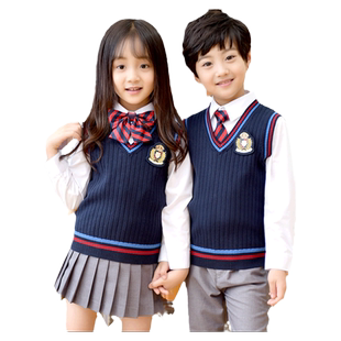 幼儿园园服春秋季英伦学院风校服男女童装背心韩版小学生班服套装