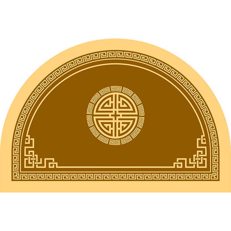 土黄色补土金风水半圆地垫舔财家用入户门垫中式脚垫门口玄关地毯