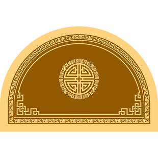 土黄色补土金风水半圆地垫舔财家用入户门垫中式脚垫门口玄关地毯
