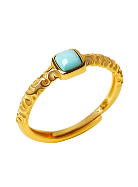 宫里上新正品天然绿松石戒指