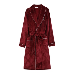 【高级感】秋冬保暖睡袍男珊瑚绒睡衣加厚大码休闲法兰绒浴袍