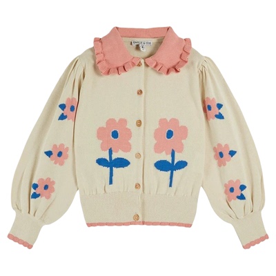 8Z Little现货法国emile et ida SS26春夏女宝花朵针织开衫有机棉