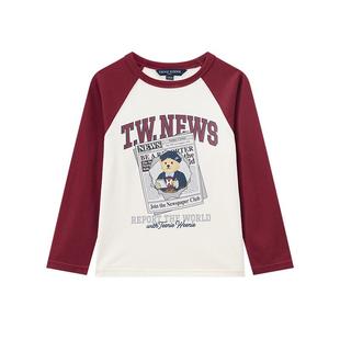 TeenieWeenie Kids小熊童装舒适男女童休闲风撞色插肩长袖T恤