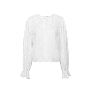 TOP家 浪漫美感 法式复古灵动松弛重工刺绣 多穿天丝亚麻长袖衬衫