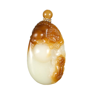 玉说和田玉狮子吊坠男款玉坠糖青白玉双狮少师太师玉佩玉石挂件