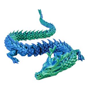 网红夜光3d打印龙玩具男孩渐变色三地彩虹中国龙关节龙模型龙摆件