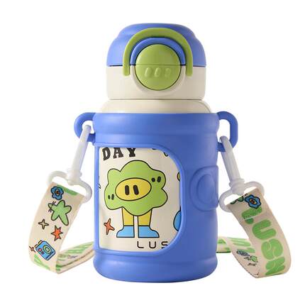 如山儿童保温杯宝宝吸管杯小月龄学饮杯婴幼儿316不锈钢双饮水杯