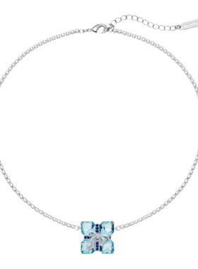 MOH水晶珐琅蝴蝶结锁骨链