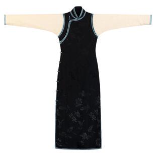 月影轩窗丨一城风絮丨冬款假两件提花缎复古民国风立领全开襟旗袍