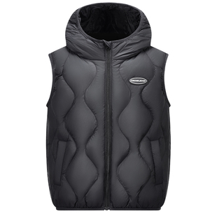 雪中飞儿童羽绒马甲2025新款男女童短款连帽保暖背心中大童冬外套