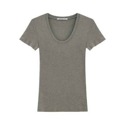 亲肤巨显瘦鹅蛋U领短袖T恤