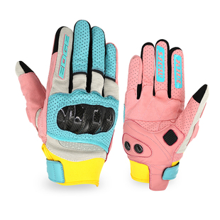 骑士网摩托车手套摩托骑行手套机车手套夏季机车马卡龙风刃2羊皮