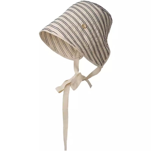 马思纯同款条纹渔夫帽子女夏季大檐防晒遮阳帽户外可折叠百搭盆帽