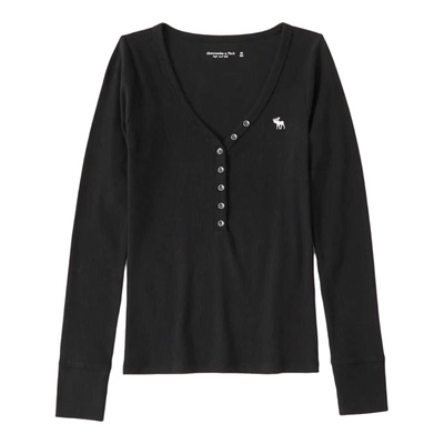 Absolutely&Friend2026秋冬款AF美式纯色长袖T恤修身V领打底衫女