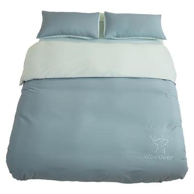 神气小鹿100%新疆长绒棉磨毛四件套裸睡A类抑菌简约纯色被套床单