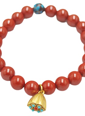 GinaKimKR帝王砂手串8MM手链本命年女原创轻奢民族风手串饰品