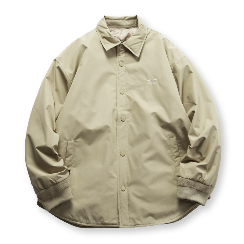 冬季新款户外防水羽绒衬衫男轻薄保暖宽松教练服白鸭绒羽绒服外套
