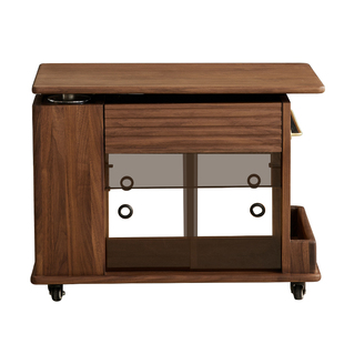 黑胡桃木旋转茶几小户型客厅家用沙发边柜可移动小推车巴士边几