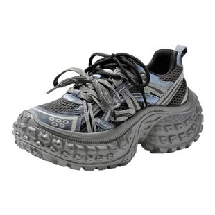 St&Sat/星期六春秋透气网面老爹鞋增高厚底系带单鞋女SSC3112CGD