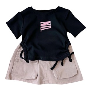 韩版女童套装夏季2025新款儿童时尚休闲百搭宝宝短裙短袖两件套潮