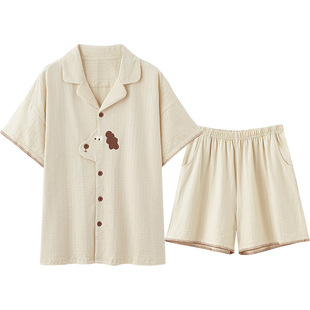 马克公主情侣睡衣女夏季新款超火可爱小狗凉感纯棉男士卡通家居服