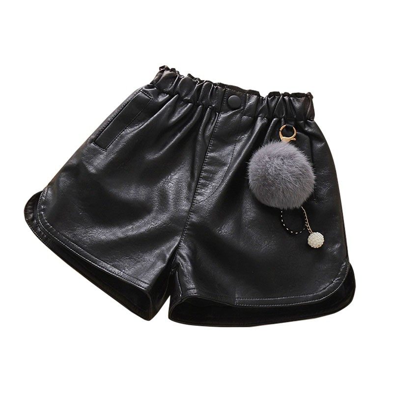 女童皮短裤秋冬外穿2025新款女孩小皮裤打底pu皮儿童靴裤加绒洋气