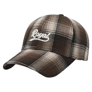 情侣款帽子春秋夏季年轻人时尚格子遮阳棒球帽男女青年防晒鸭舌帽