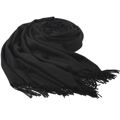 达芬奇密码黑色羊绒春秋外搭围巾