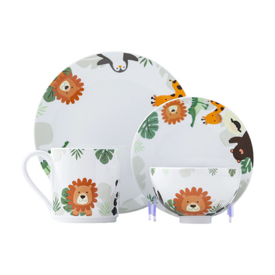 景德镇官方陶瓷儿童碗高温无铅釉中彩餐具家用卡通盘子宝宝辅食碗