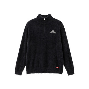 SprayGround鲨鱼嘴半拉链高领套头针织上衣男女秋冬情侣帽衫上衣