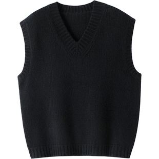 寻觅已久！粗棒针加厚V领山羊绒背心女纯羊绒衫马甲针织坎肩秋冬