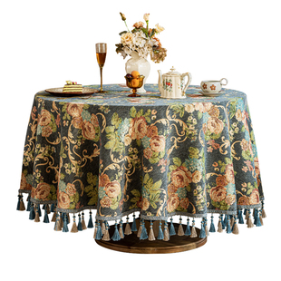 欧式圆桌桌布2026新款轻奢高级感家用茶几客厅圆形餐桌布高端奢华